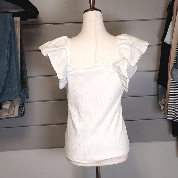 a new day Ribbed Flutter Sleeve Top - Picture 5 of 9